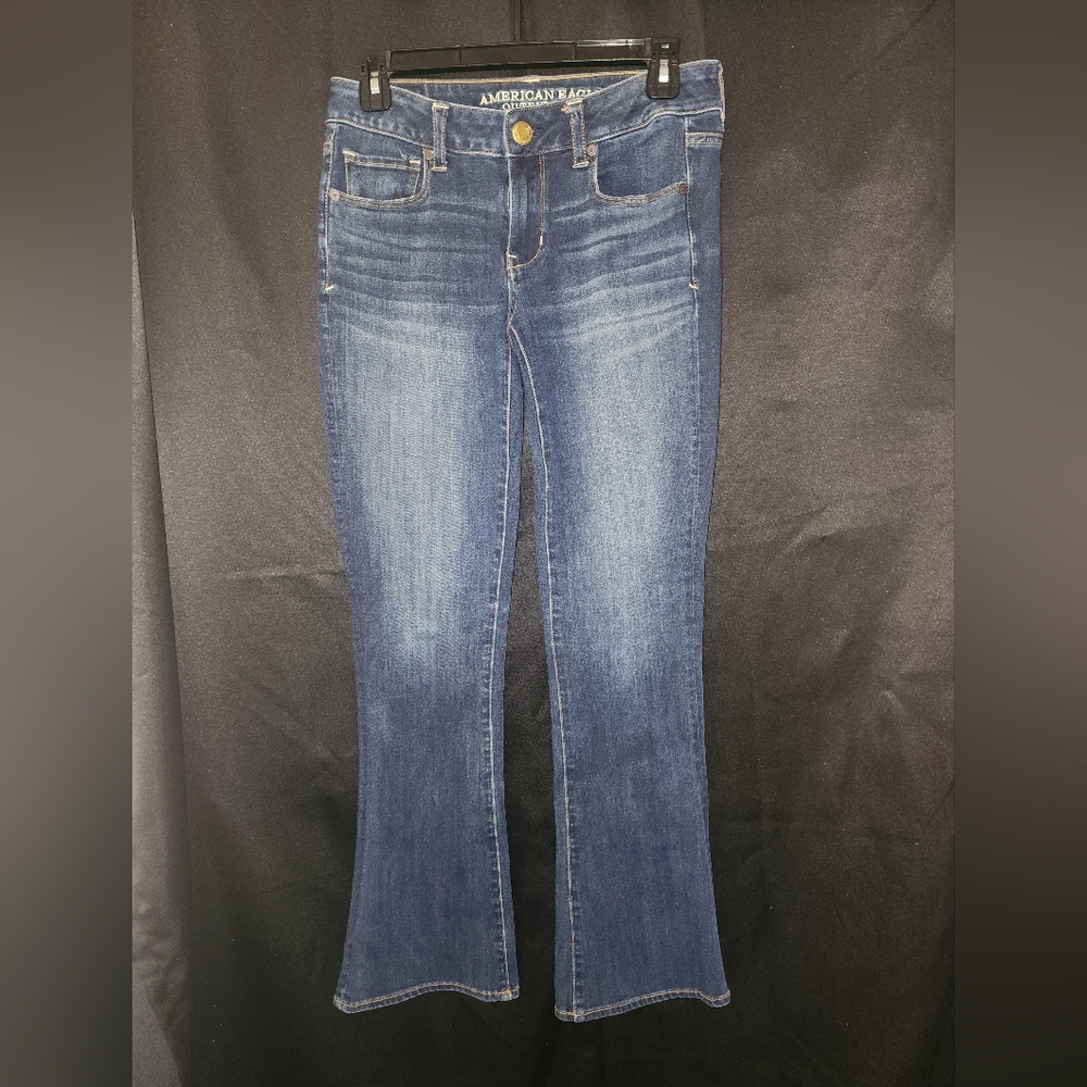 American Eagle Stretch Jeans Womens Size 4 Short W28 Original Boot Cut Med Wash